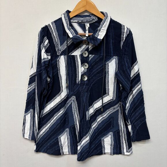 Lulu-B Women 3/4 Sleeve Blouse Top Shirt Size Medium Artsy C040 -17 - Picture 1 of 16